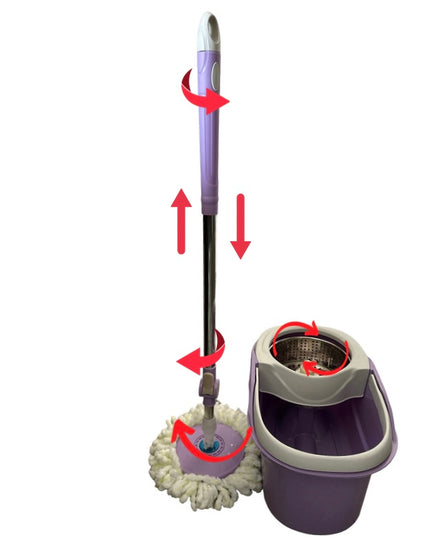 Găleată cu mop rotativ și dublă centrifugare.