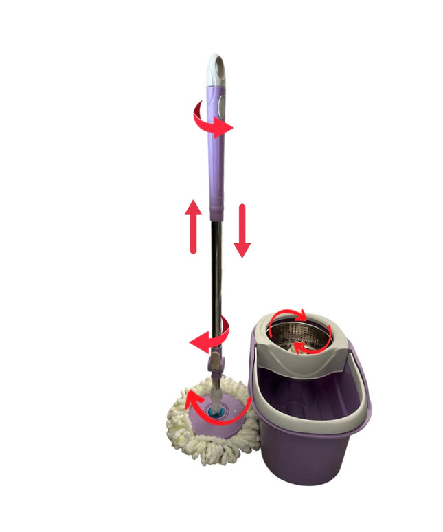 Găleată cu mop rotativ și dublă centrifugare.