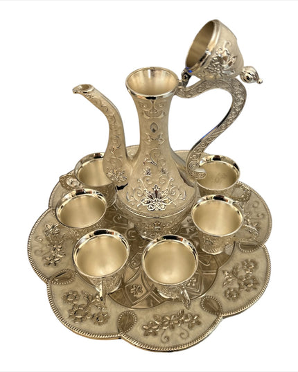 Set Tavă cu carafă + 6 cești Alpaca