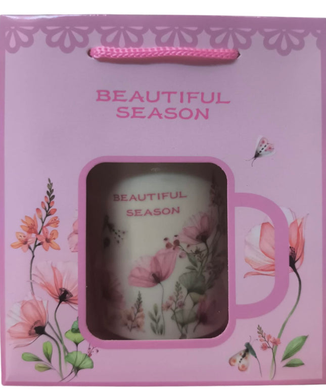 Set cadou cană cu linguriță model floral ZH264