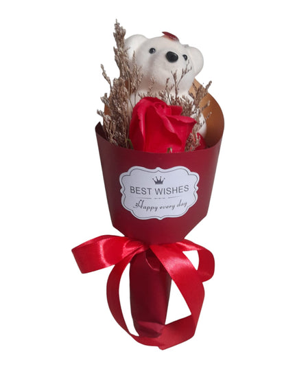 Buchet decorativ de Trandafiri cu Ursuleț 804-11