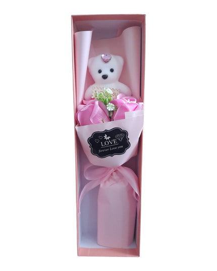 Buchet decorativ de Trandafiri cu Ursuleț 804-11