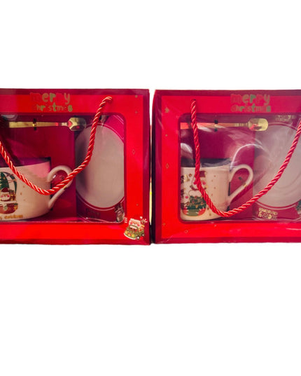 Set cadou Crăciun ceașcă și farfurie cu linguriță HM184-B