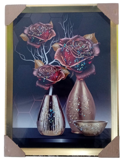 Tablou cristale 3D Floral cu ramă aurie 40×30cm cod1115-1