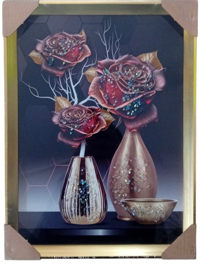 Tablou cristale 3D Floral cu ramă aurie 40×30cm cod1115-1