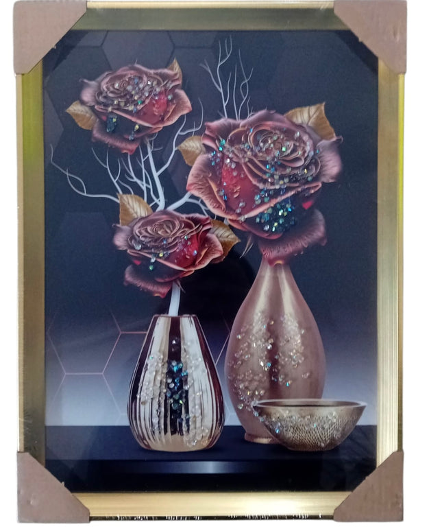 Tablou cristale 3D Floral cu ramă aurie 40×30cm cod1115-1