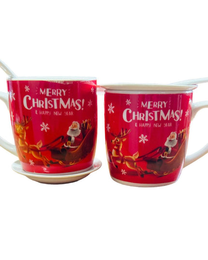 Set cadou Crăciun 2 căni cu capac și linguriță HK1722-B