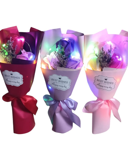 Buchet ornamental Trandafiri cu lumini în cutie cadou 804-15