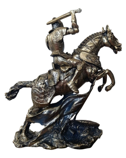 Statuetă Cavaler Medieval pe Cal 26cm