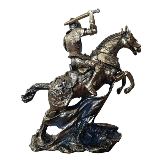Statuetă Cavaler Medieval pe Cal 26cm