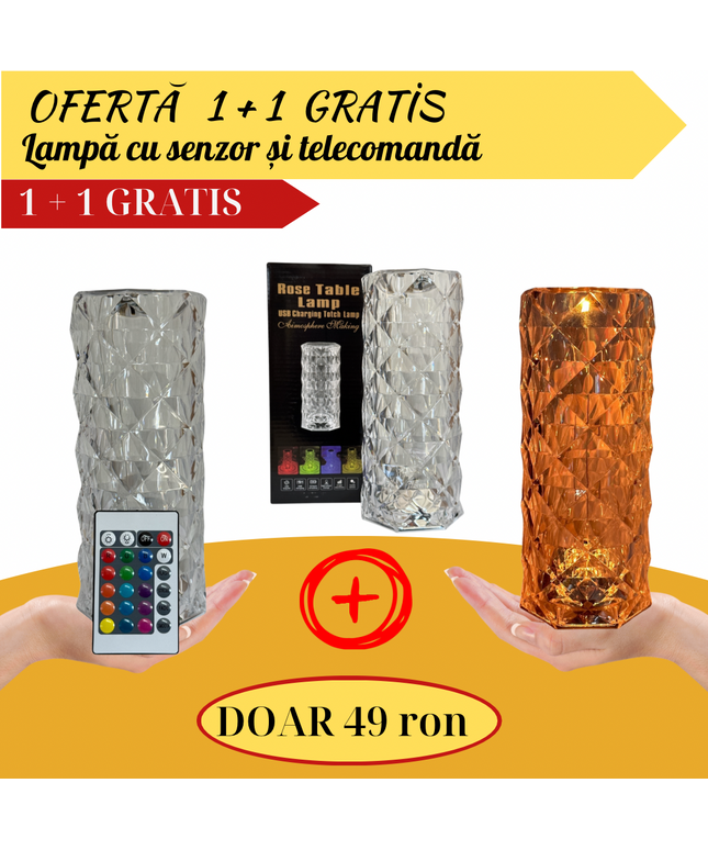 Lampă de masă decorativă cu senzor și telecomandă 1 + 1 GRATIS