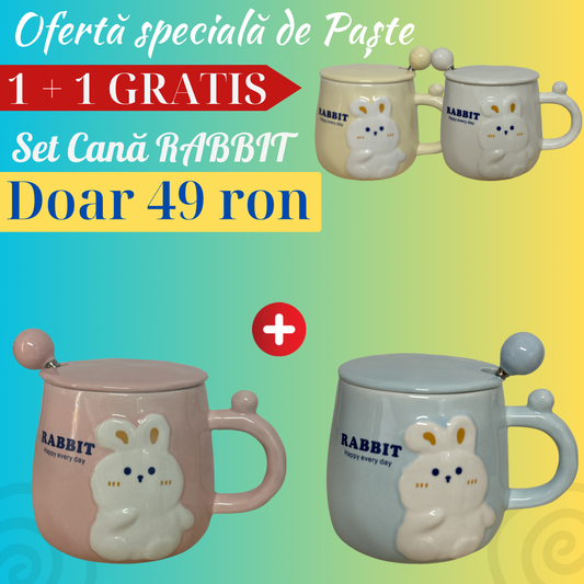 Set cană Rabbit 1 + 1 GRATIS