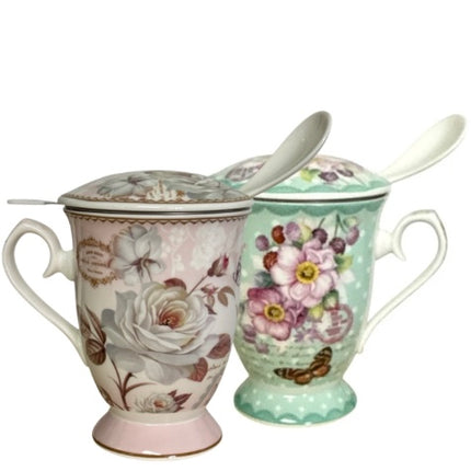 Set cadou cană cu capac,linguriță și sită cod1117-10