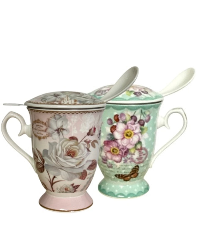 Set cadou cană cu capac,linguriță și sită cod1117-10