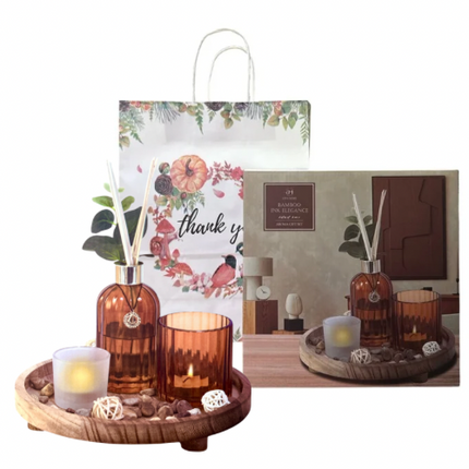 Set cadou aromaterapie – Difuzor cu bețișoare și lumânări decorative 1144-3