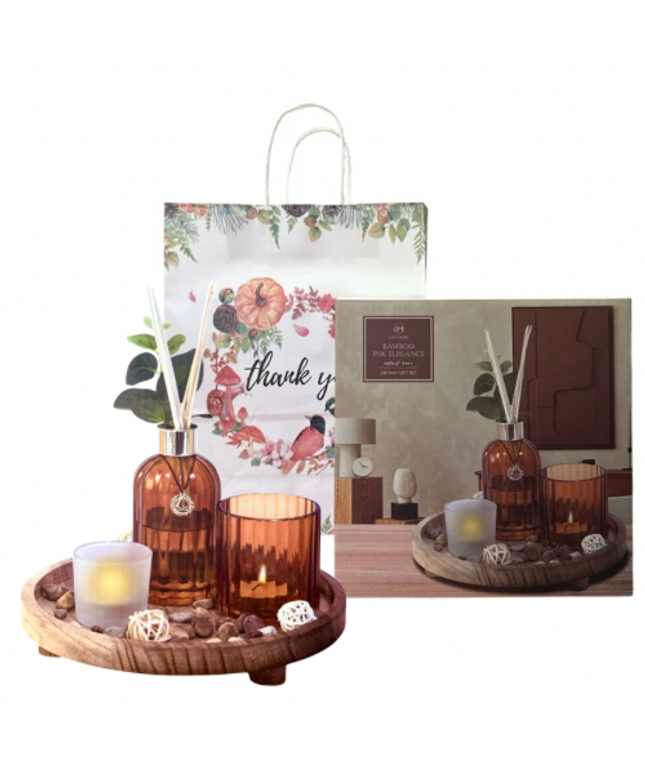 Set cadou aromaterapie – Difuzor cu bețișoare și lumânări decorative 1144-3