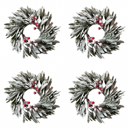 Set 4 Coronițe Decorative pentru masă 26cm– Decor Festiv de Crăciun
