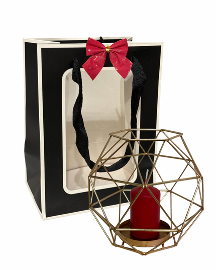 Suport lumânare metalic, ambalaj cadou elegant 15x14cm 931-1