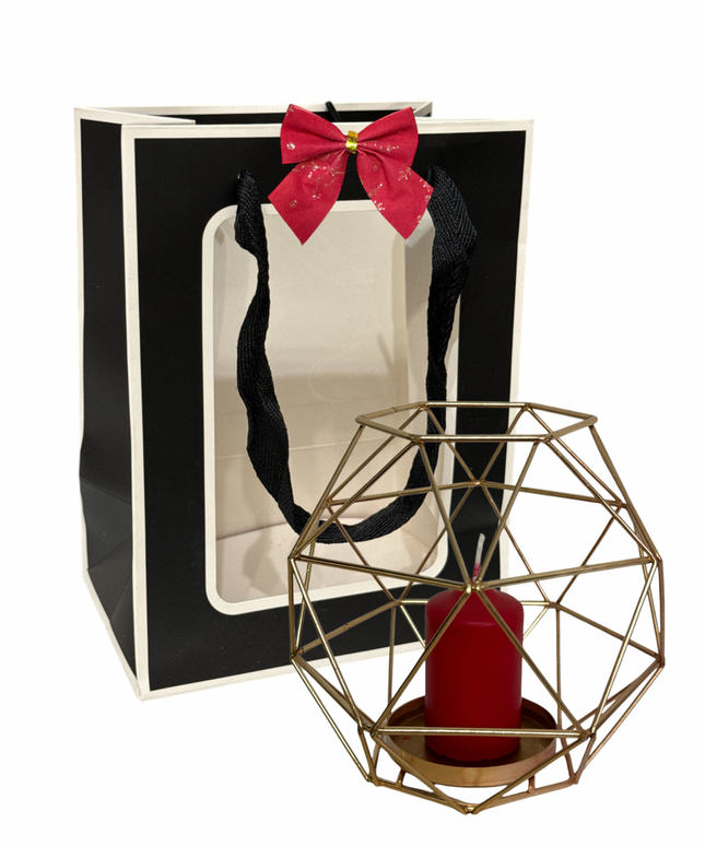 Suport lumânare metalic, ambalaj cadou elegant 15x14cm 931-1