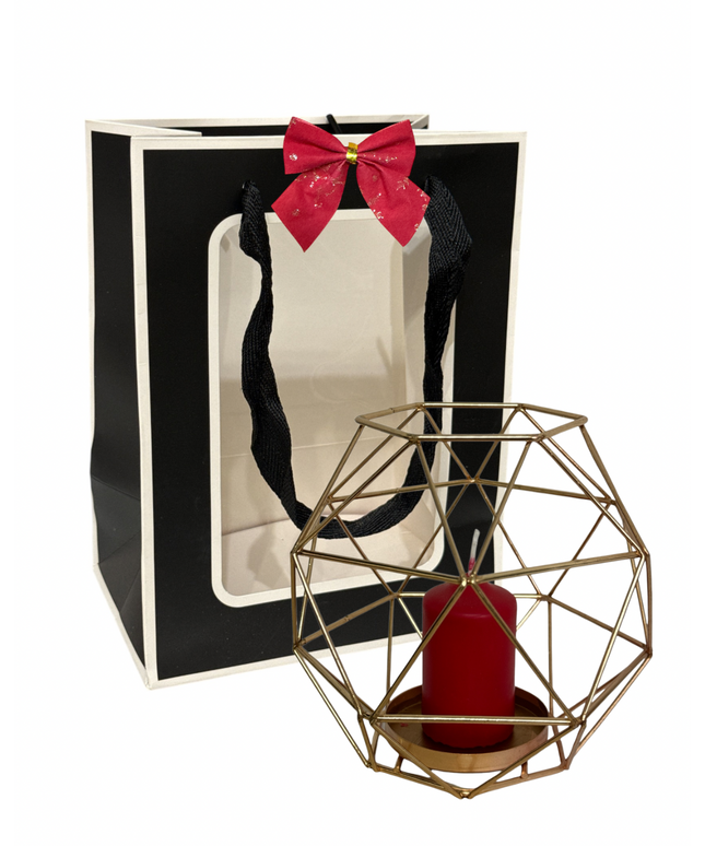 Suport lumânare metalic, ambalaj cadou elegant 15x14cm 931-1