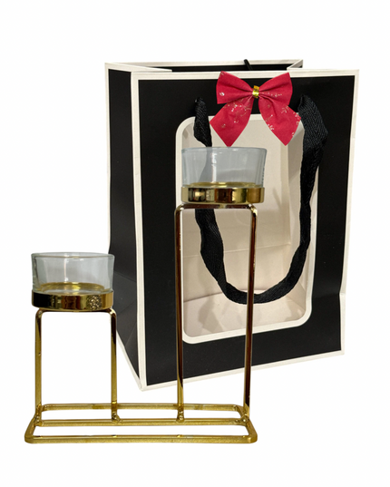 Suport lumânare metal 2 brațe DL2277 17x14cm