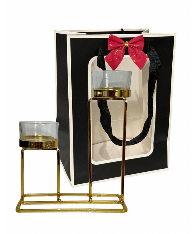 Suport lumânare metal 2 brațe DL2277 17x14cm