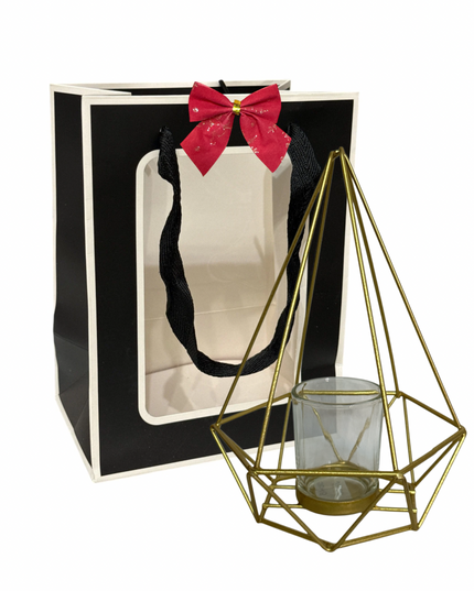 Suport lumânare metalic cu ambalaj cadou 910-2B 22cm