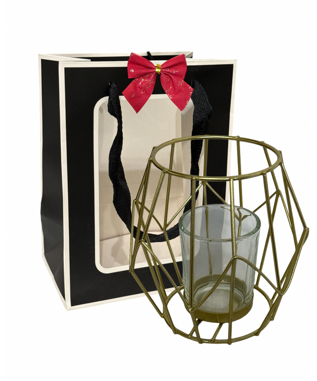 Suport lumânare metalic,ambalaj cadou 910-2A. 12cm