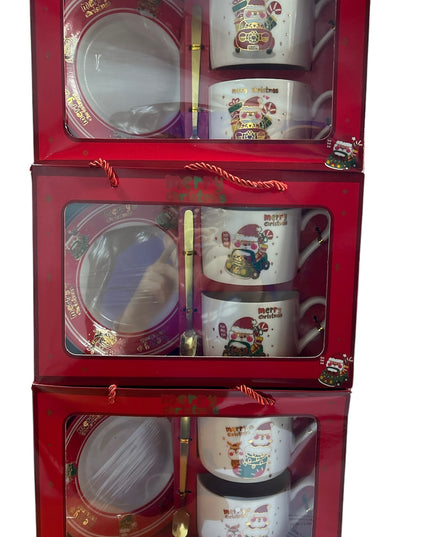 Set cadou Crăciun 2 cești cu farfurie și linguriță HM158B