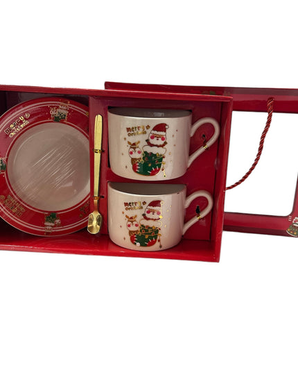 Set cadou Crăciun 2 cești cu farfurie și linguriță HM158B