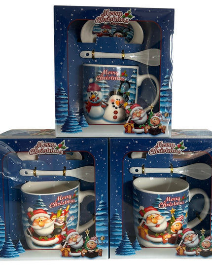 Set cadou Crăciun cană cu capac și linguriță HK396B