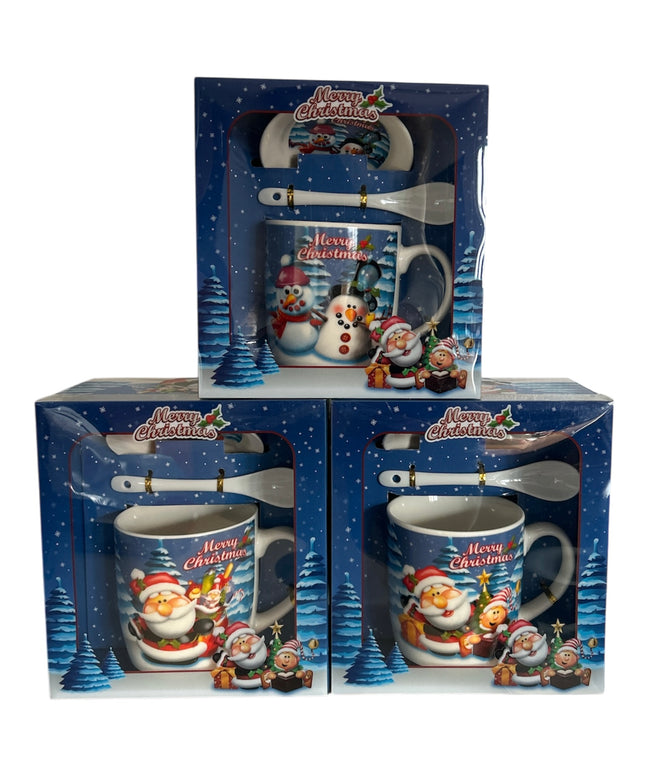 Set cadou Crăciun cană cu capac și linguriță HK396B