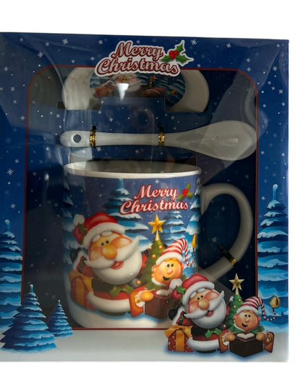 Set cadou Crăciun cană cu capac și linguriță HK396B