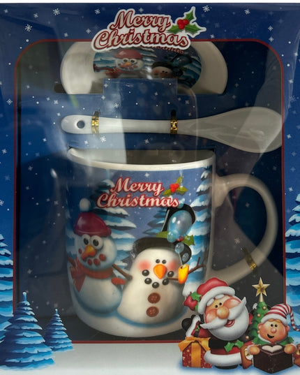 Set cadou Crăciun cană cu capac și linguriță HK396B