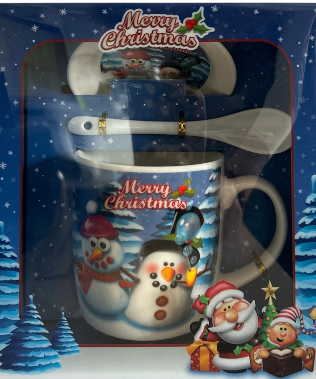 Set cadou Crăciun cană cu capac și linguriță HK396B