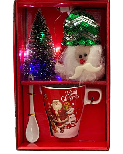 Set cadou Crăciun cană cu brad și lumini ST235B