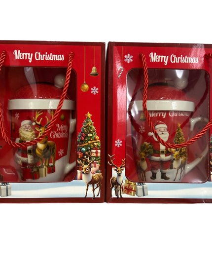 Set cadou Crăciun cană cu capac și linguriță metal HM319