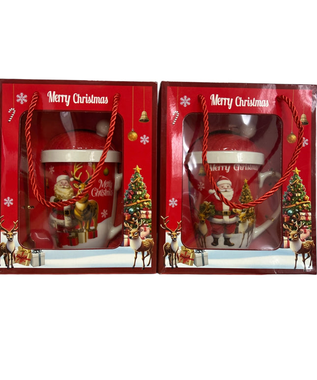 Set cadou Crăciun cană cu capac și linguriță metal HM319