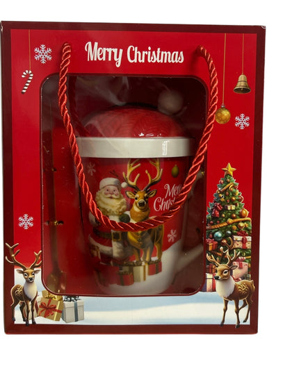 Set cadou Crăciun cană cu capac și linguriță metal HM319