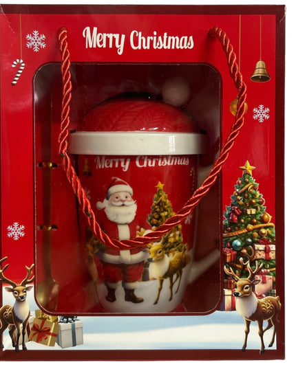 Set cadou Crăciun cană cu capac și linguriță metal HM319