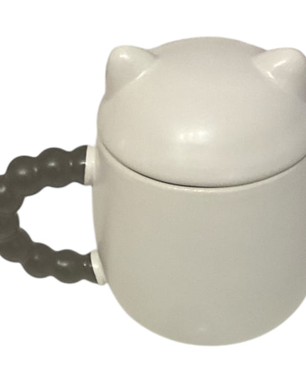 Set cană ceramică cu linguriță și capac Panda