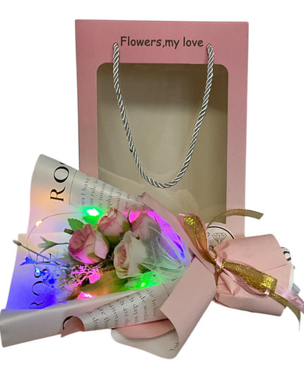 Buchet decorativ în cutie cadou cu lumini LED 26cm 804-4