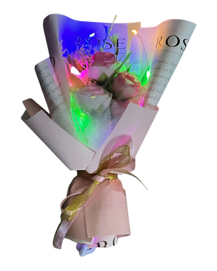 Buchet decorativ în pungă cadou cu lumini 27cm  804-1