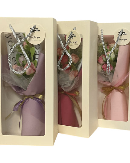 Buchet decorativ Minirosa în pungă cadou 32cm 804-5