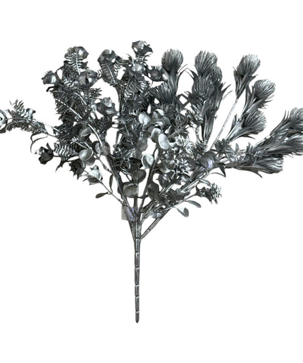 Buchet decorativ cu frunze argintiu 33cm