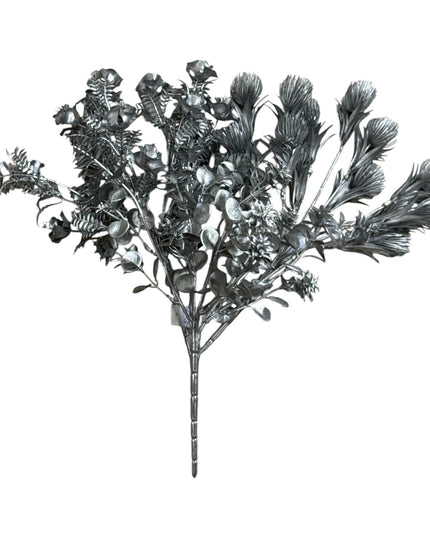 Buchet decorativ cu frunze argintiu 33cm