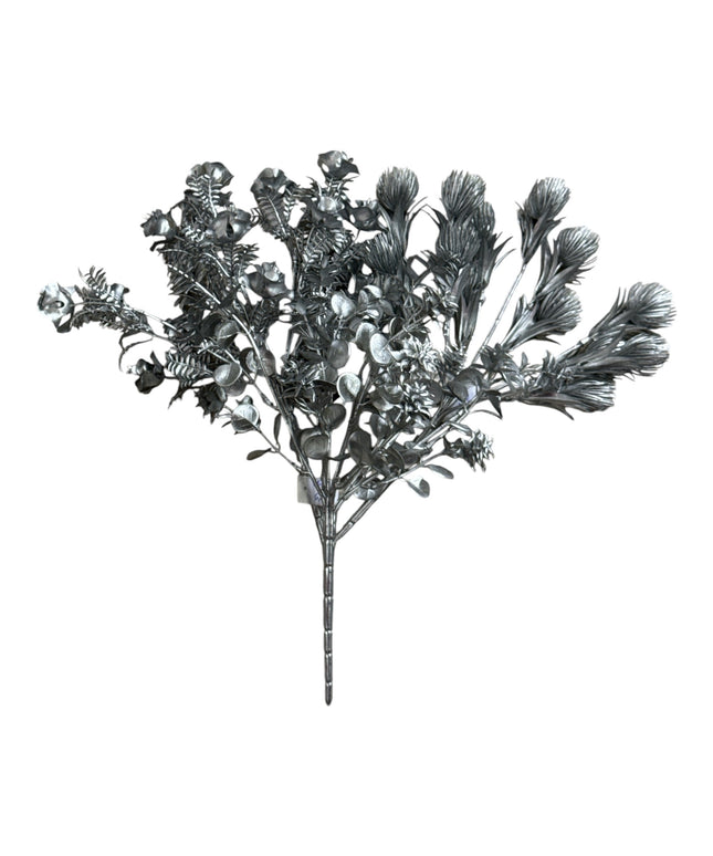 Buchet decorativ cu frunze argintiu 33cm