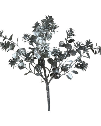 Buchet decorativ cu frunze argintiu 33cm