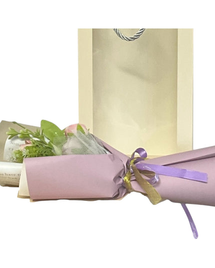 Buchet decorativ Minirosa în pungă cadou 32cm 804-5