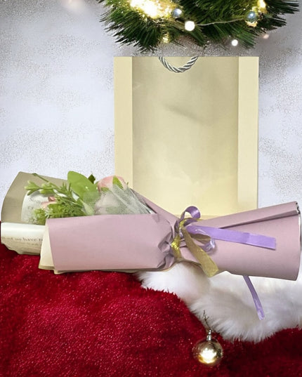 Buchet decorativ Minirosa în pungă cadou 32cm 804-5